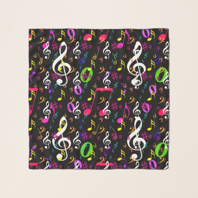 Musical Symbols Pattern Design Scarf (Front)
