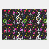 Music pattern wrapping paper sheets | Zazzle