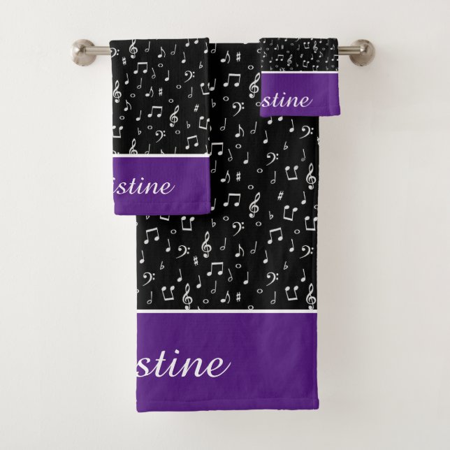 musical symbols personalized bath towel set (Insitu)
