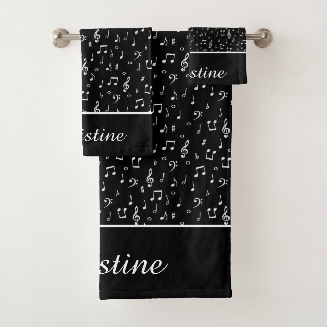 musical symbols personalized bath towel set (Insitu)