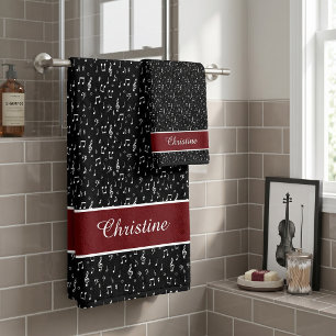 musical symbols personalized bath towel set