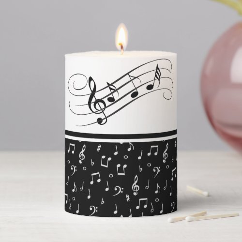 musical symbols  pillar candle