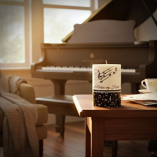 musical symbols  pillar candle