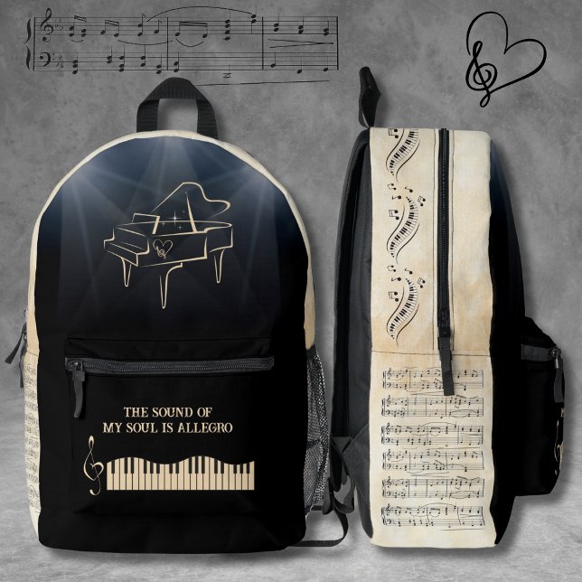 Musical Symphony Black and Tan Piano Backpack (Musical Symphony Black and Tan Piano Backpack)