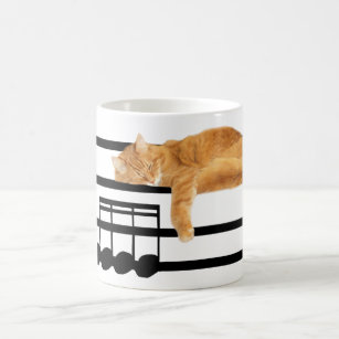 Musical tabby kitty cat coffee mug