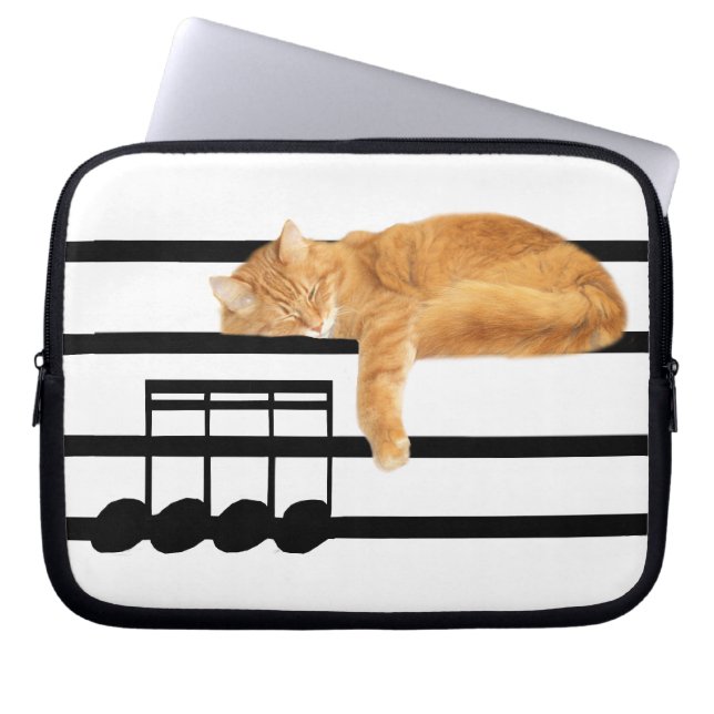 Musical tabby kitty cat laptop sleeve (Front)