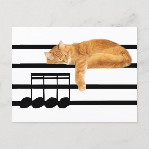 Musical tabby kitty cat postcard