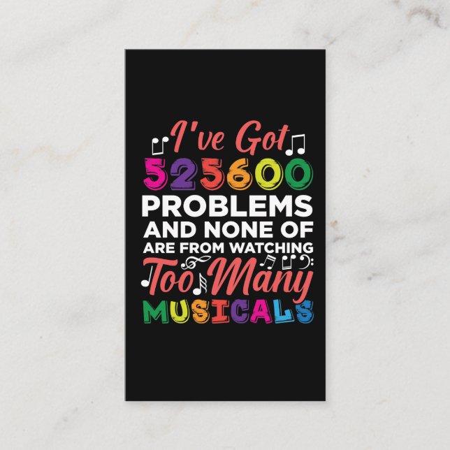 Musical Theatre Problems Broadway Singer actors Business Card (Front)
