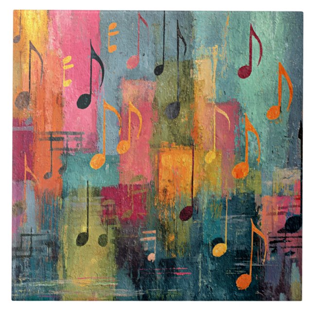 Musical Theme Abstract Art Ceramic Tile (Front)