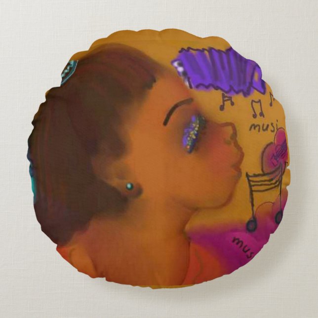 Musical Theme Round Pillow (Front)