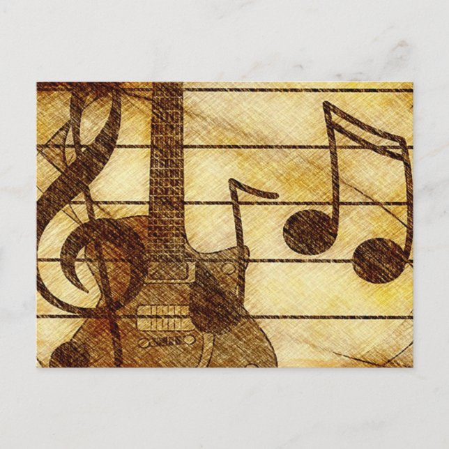 Musical Theme with Guitar Postcard (Front)