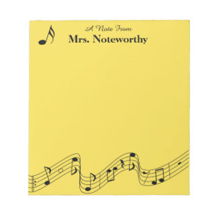 Musical Themed 40 Page Notepad Personalized