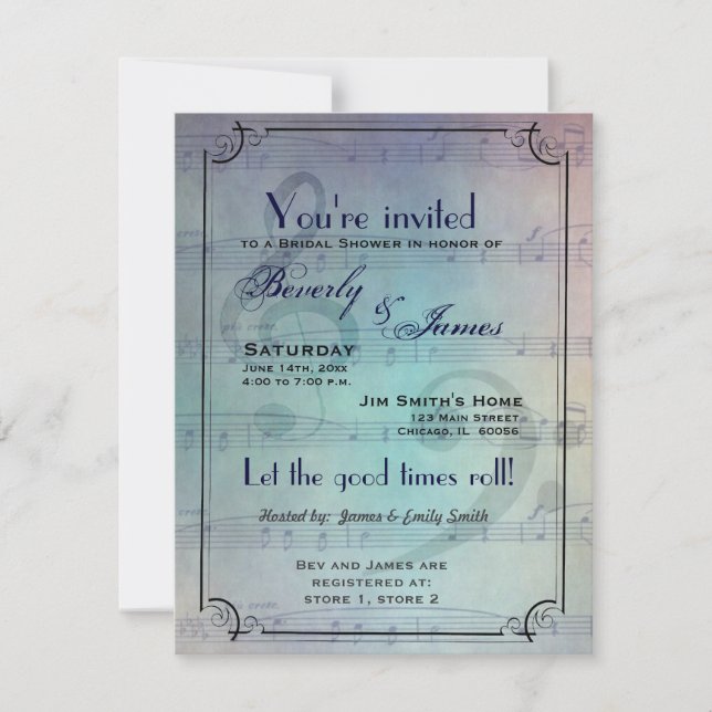 Musical themed bridal shower invitation (Front)