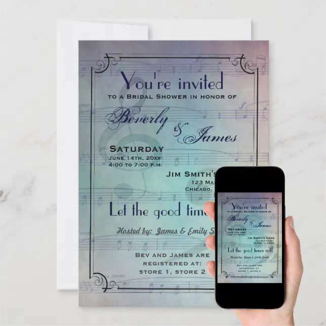 Musical themed bridal shower invitation Zazzle