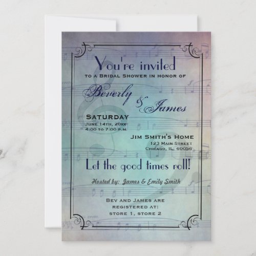 Musical themed bridal shower invitation