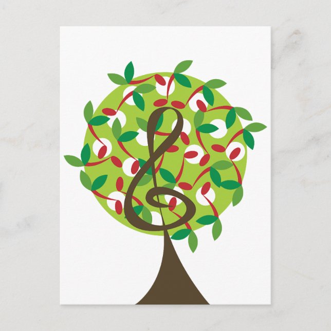 Musical Treble Cherry Notes Tree Whimsical Nature (Front)