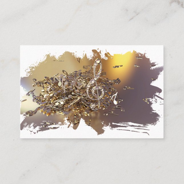 Musical treble clef and falling notes business car card (Back)