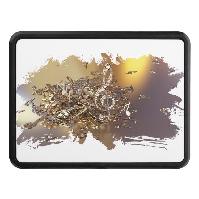 Musical treble clef and falling notes hitch cover (Front)