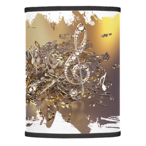 Musical treble clef and falling notes lamp shade