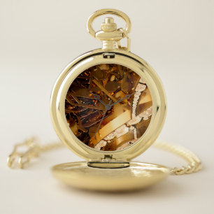 Musical treble clef and falling notes pocket watch