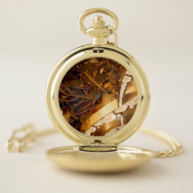 Musical treble clef and falling notes pocket watch (Inside)