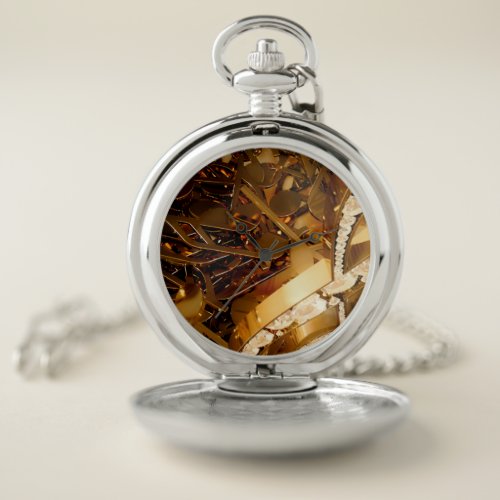 Musical treble clef and falling notes pocket watch