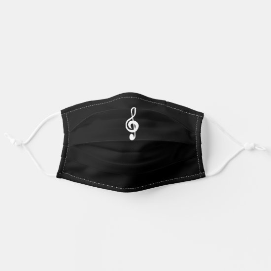 Musical Treble Clef Black and White Cloth Face Mask