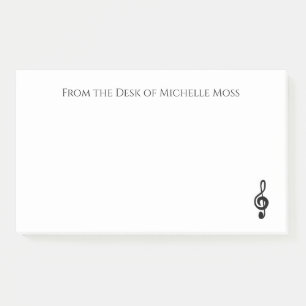 Musical Treble Clef Black White Personalized Post-it Notes