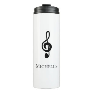 Musical Treble Clef Black White Thermal Tumbler