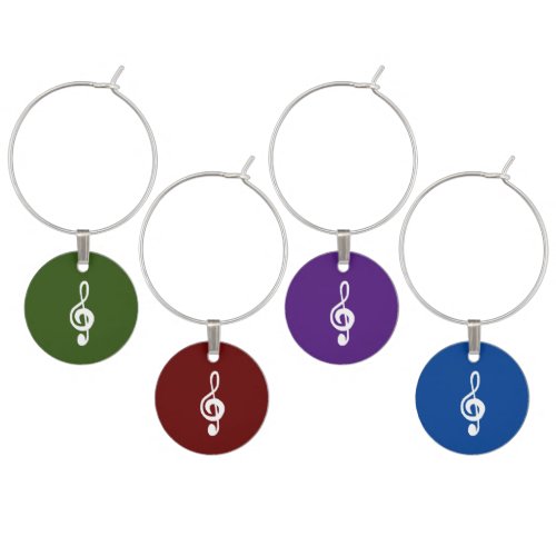 Musical Treble Clef Cute Colorful Wine Charm
