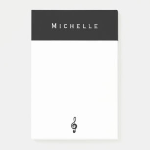 Musical Treble Clef Music Symbol Black White Post-it Notes