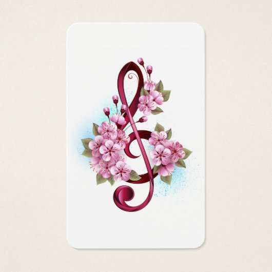 Musical treble clef notes with Sakura flowers (Front)