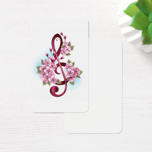 Musical treble clef notes with Sakura flowers (Desk)