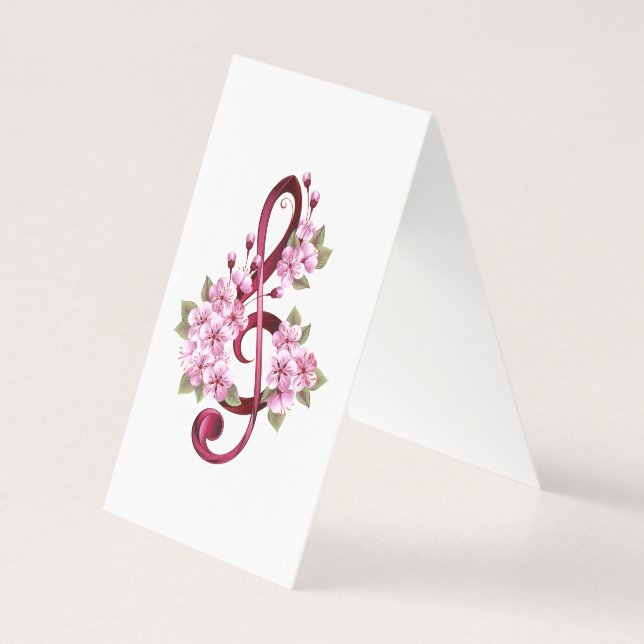 Musical treble clef notes with Sakura flowers (Back)