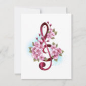 Musical treble clef notes with Sakura flowers (Front)