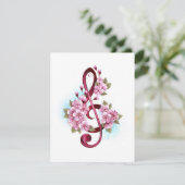 Musical treble clef notes with Sakura flowers (Standing Front)