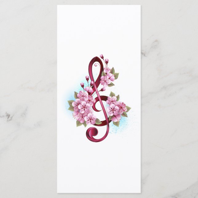 Musical treble clef notes with Sakura flowers (Front)