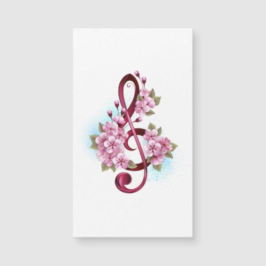 Musical treble clef notes with Sakura flowers (Front)