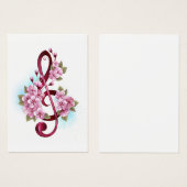 Musical treble clef notes with Sakura flowers (Front & Back)