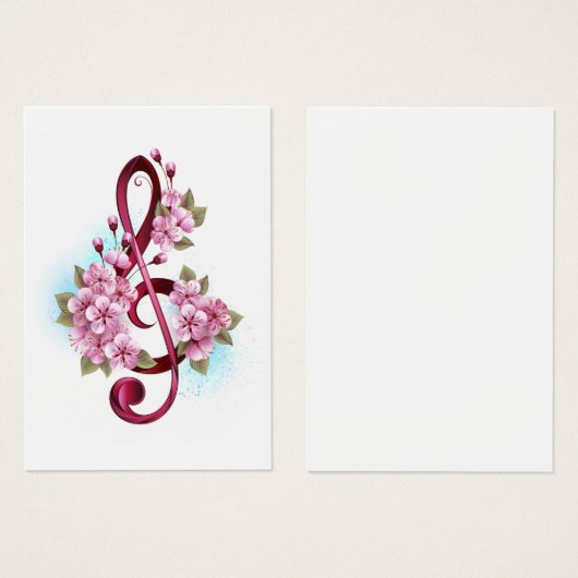 Musical treble clef notes with Sakura flowers (Front & Back)