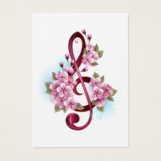 Musical treble clef notes with Sakura flowers (Front)