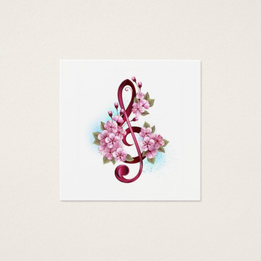 Musical treble clef notes with Sakura flowers (Front)