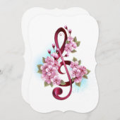 Musical treble clef notes with Sakura flowers (Front/Back)