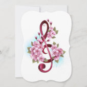 Musical treble clef notes with Sakura flowers (Front)