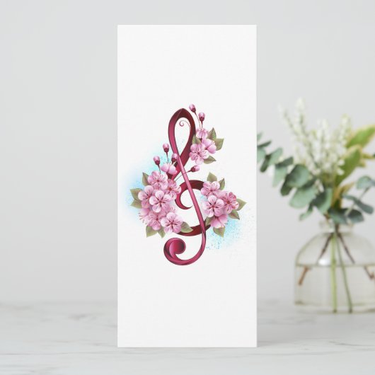 Musical treble clef notes with Sakura flowers (Standing Front)