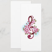 Musical treble clef notes with Sakura flowers (Front/Back)