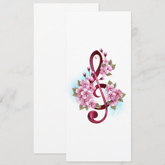 Musical treble clef notes with Sakura flowers (Front/Back)