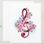 Musical treble clef notes with Sakura flowers (Front/Back)