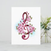 Musical treble clef notes with Sakura flowers (Standing Front)
