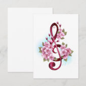 Musical treble clef notes with Sakura flowers (Front/Back)